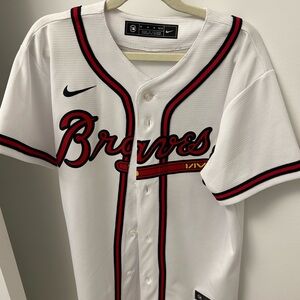 Nike White Braves Jersey with Red and Black Trim ACUÑA JR.